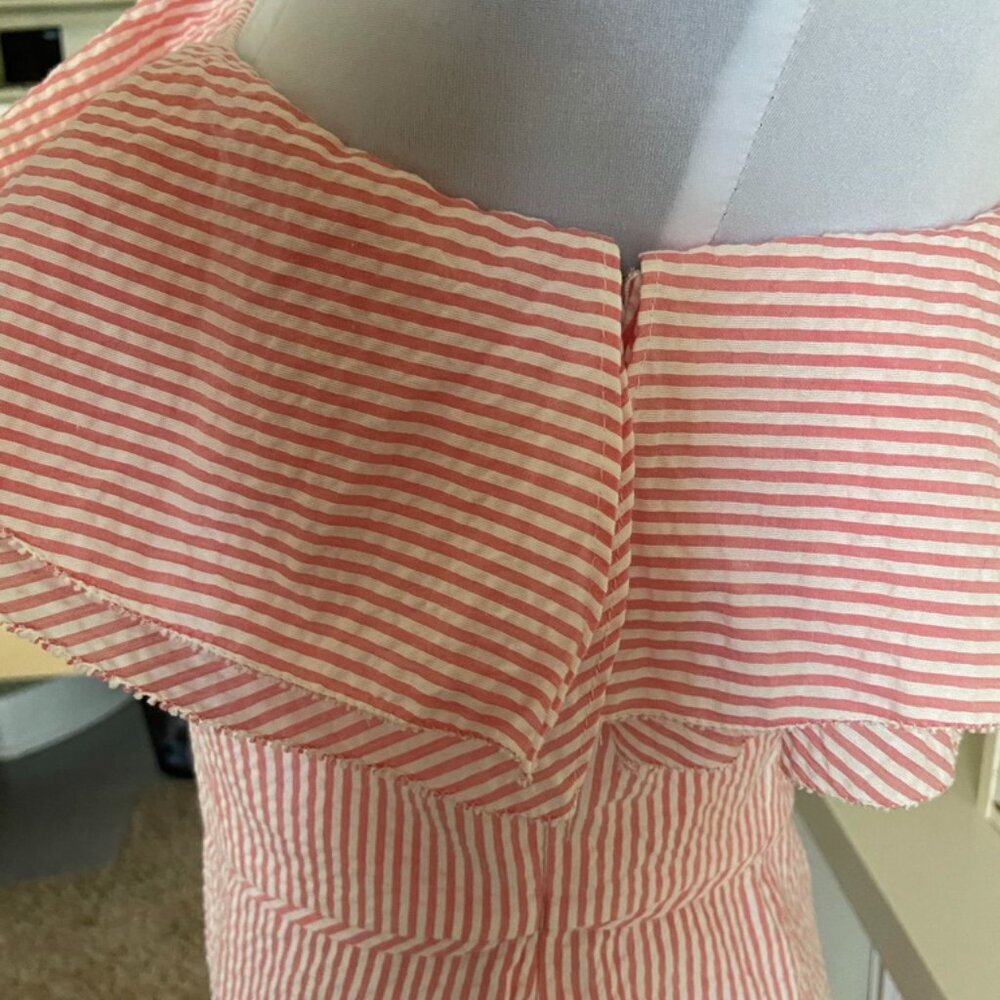 J.Crew One-Shoulder Ruffle Seersucker Dress – Size 4 - Picture 3 of 7